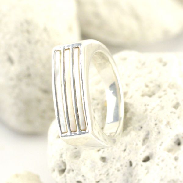 ESPRIT Damen Ring 925er Sterling Silber Perlmut Einlage GR 56 (134)