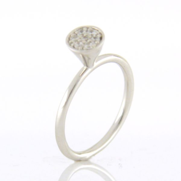 GOOIX Zierlicher Damen Ring Rund 925er Silber Zirkonia GR 52 NEU UVP.: 35,-