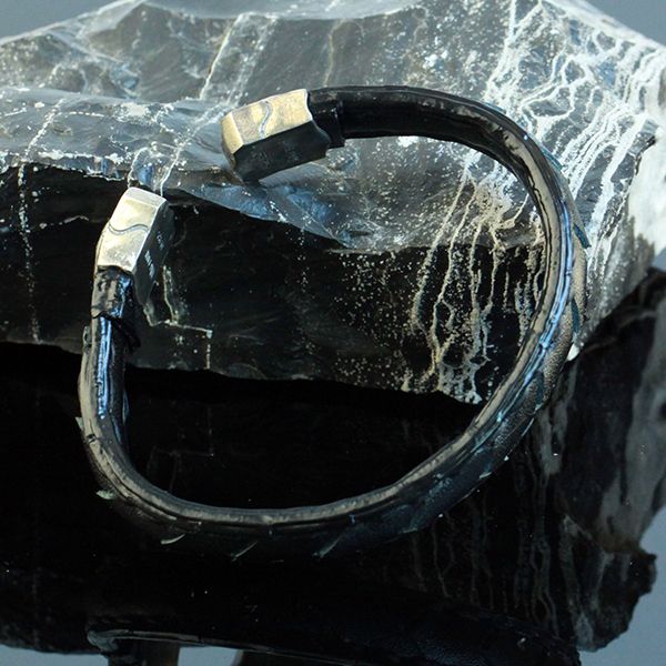 JJJ LA Leder Armspange "SKULL" kombiniert mit 925er Silber 210 mm