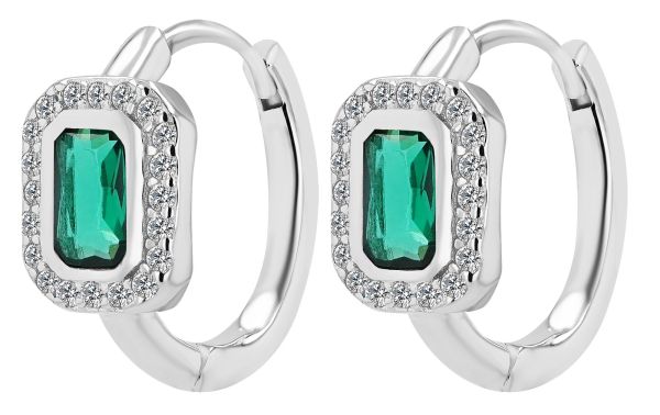 Creolen "Liora" 925er Silber rhodiniert grüne/weiße Zirkonia 5300460-003 NEU