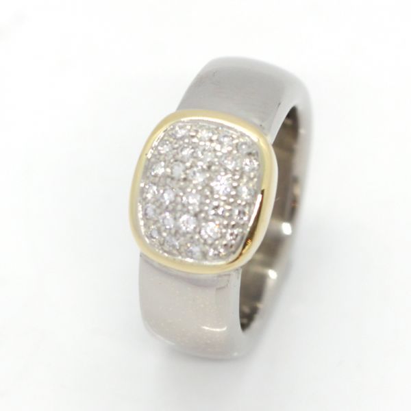 Diamant Ring 750er Weißgold Gelbgold 0,56 ct Diamanten GR 56 (10274)
