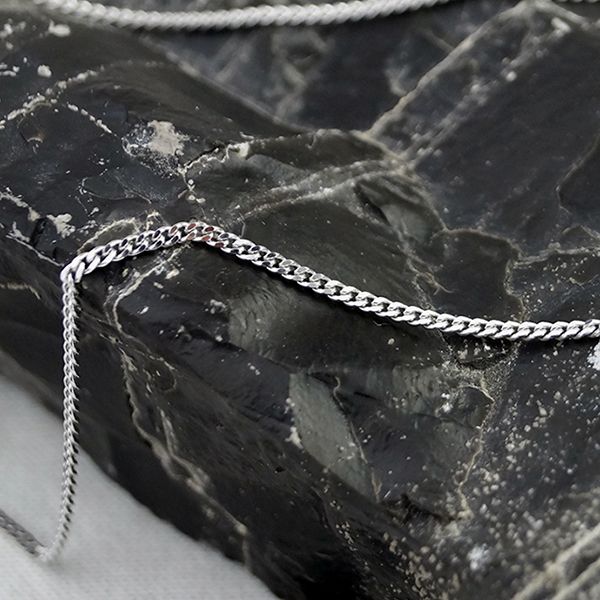 Halskette Curb Panzerkette 925er Sterling Silber rhodiniert 42 cm / 1,2 mm Breit