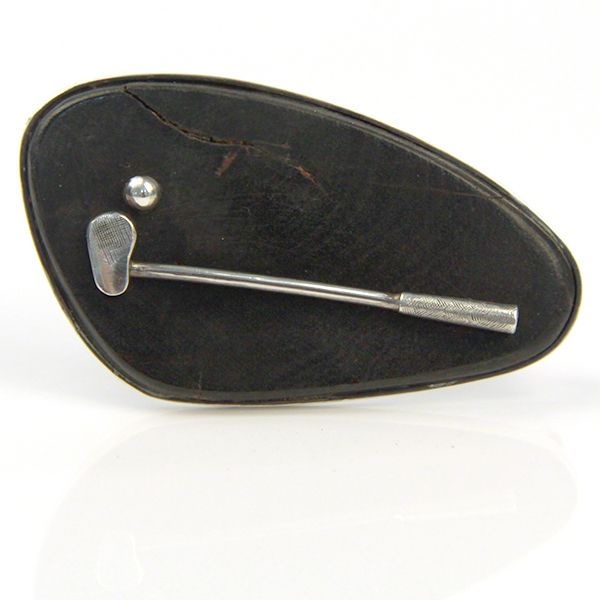 Handarbeit Silber Brosche "GOLF" 925er Silber mit Ebenholz Einzelstück.