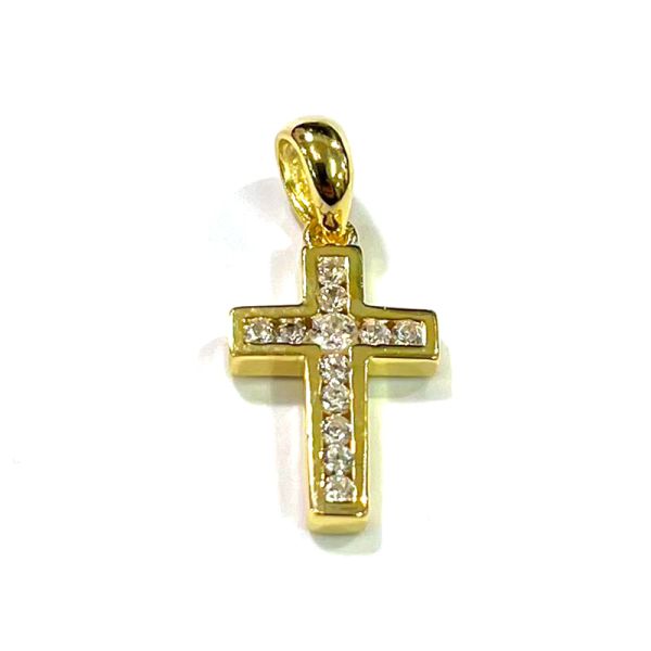 Kreuz Anhänger 925er Silber vergoldet Kubic Zirkonia BP06172-G