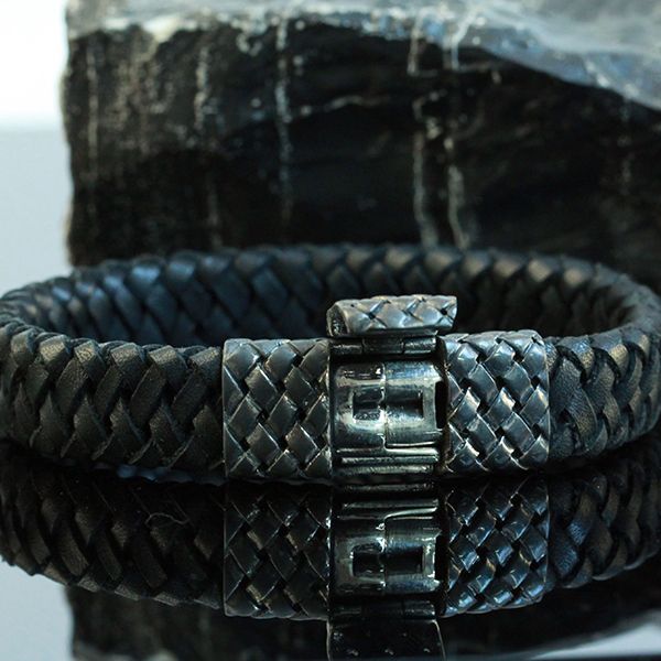 JJJ LA Leder Armband 925er Silber Magnetverschluß 210 mm