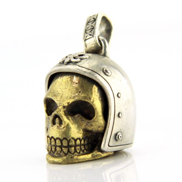 JJJ LA Anhänger Herren "BIKER SKULL GOLD" 925er Silber Bronze goldfarbend NEU