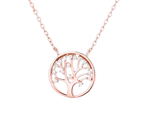 Collier "LEBENSBAUM" 925er Silber Rosé vergoldet 39 + 5 cm ES90027504 NEU