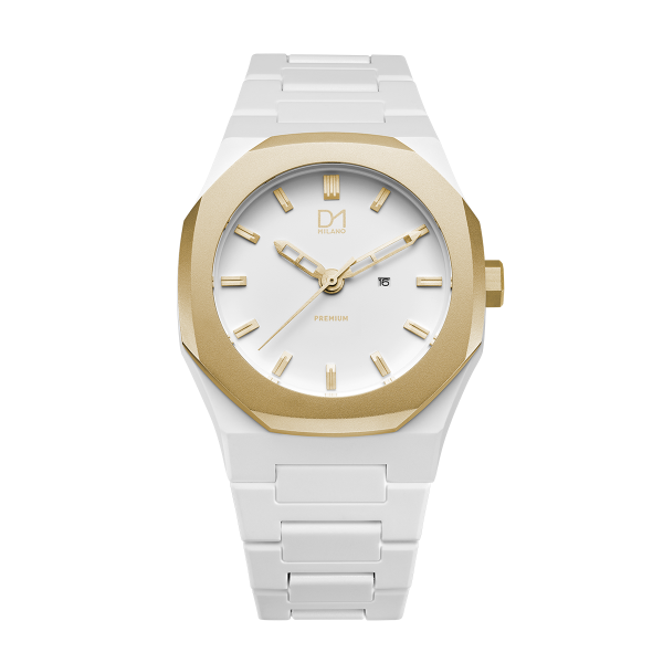 D1 Milano PR06 Armbanduhr Polycarbonat Gold White NEU