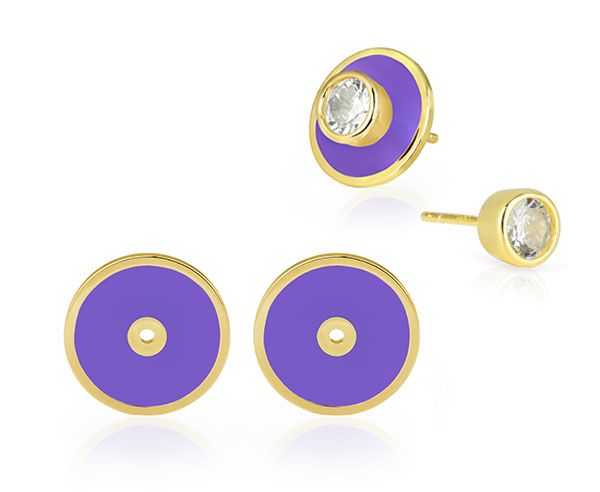 Beisteckscheibe für Ohrstecker Violett emalliert 12 mm vergoldet ES90031799 NEU