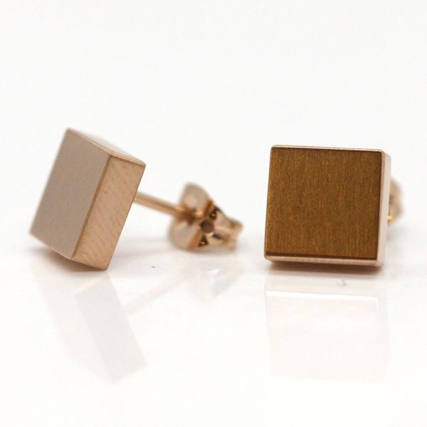monomania Pure Ohrstecker "Quadrat" Edelstahl PVD Roségold 8 x 8 mm NEU
