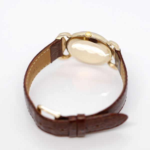 Longines Wittnauer Armbanduhr 14Kt Gold Handaufzug am Lederband (31422)