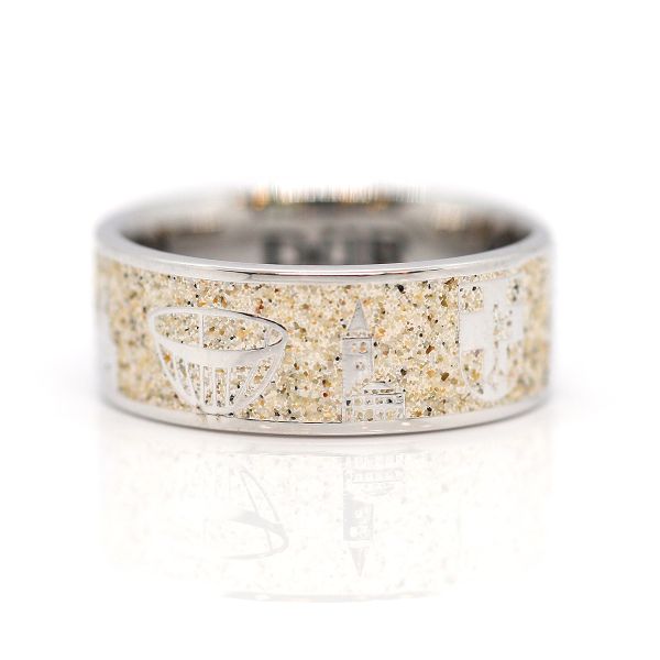 DUR Ring "Stadt Dorsten Ring Sand" 925er Silber rhodiniert Strandsand GR 54 R6091 NEU