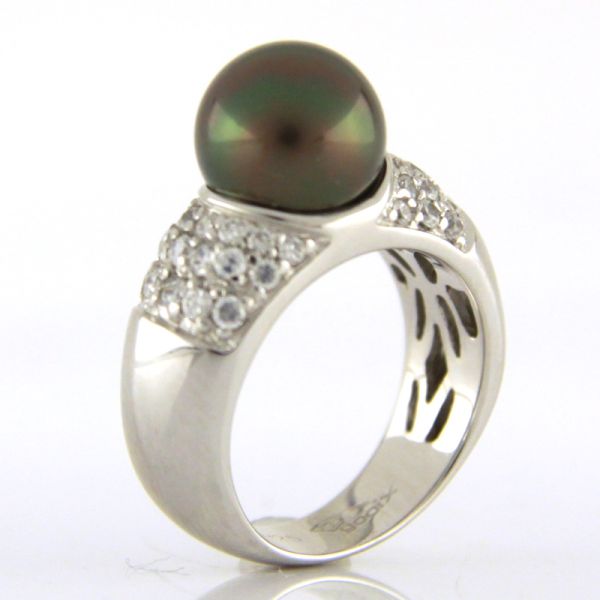 GOOIX Damen Ring 925er Silber Muschelkernperle weiße Zirkonia GR 56 NEU