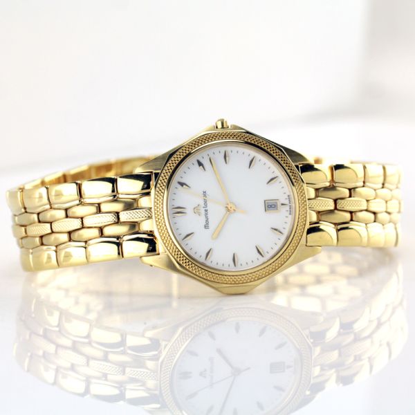 Maurice Lacroix Herren Armbanduhr vergoldet Quarz Ref. 69632 Ultraflach (5490)