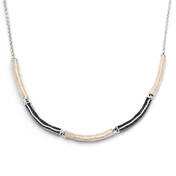 DUR Kette "Wellenspiel" 925er Silber rhodiniert Strandsand/Lavasand Länge 42 + 3 cm K2921 NEU