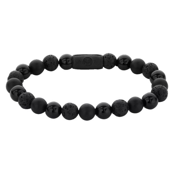 Rebel & Rose Armband "Black Rocks - All-Black" 8 mm RR-80073-B-M 17,5 cm NEU