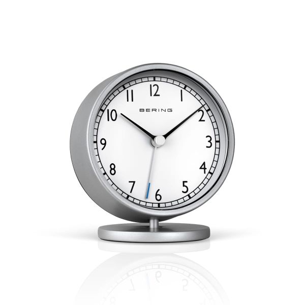 BERING Quarz Wecker silber Ø96 mm 90096-045R NEU