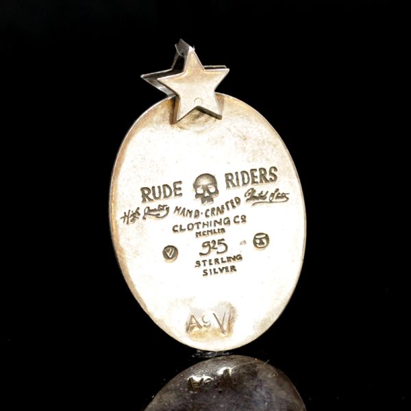 Anhänger Oval "SKULL" in 925er Silber 28 x 42 mm by Rude Riders NEU