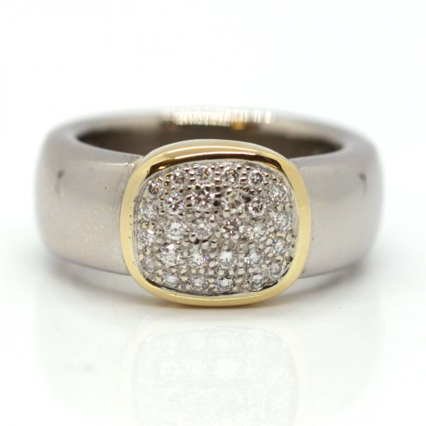 Diamant Ring 750er Weißgold Gelbgold 0,56 ct Diamanten GR 56 (10274)