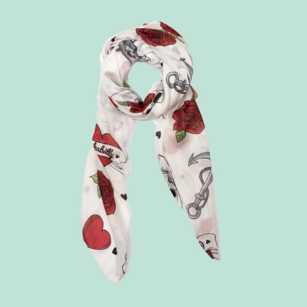 Doodle Scarf Schal "HEART & SKULLS" DOFO012 NEU