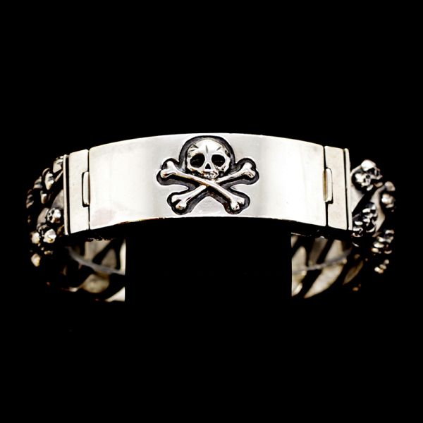 Armband Gliederarmband massiv "CROSSBONE SKULL" 925er Silber Buckle 18 x 180 mm NEU