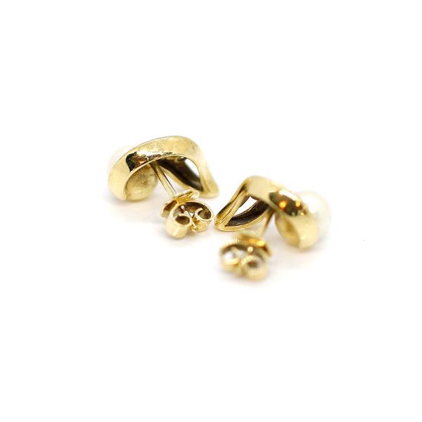 Gelbgold 585er Perl Ohrstecker mit Diamanten (27828)