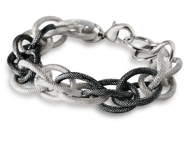 Aluminium Armband zisiliert silber / schwarz 20 cm ES90020512 NEU