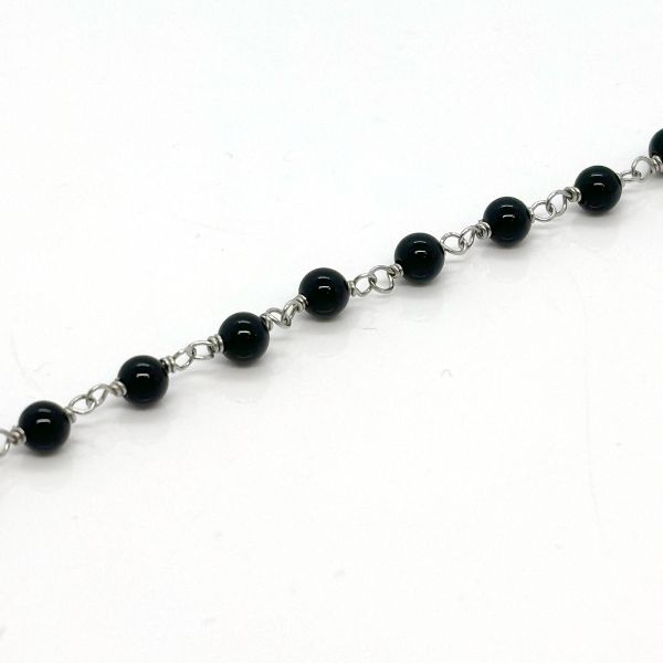 monomania Armband "Audrey" Edelstahl Onyx Kugeln 17,5-21cm NEU