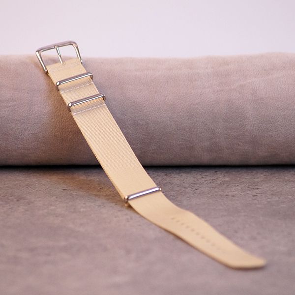 Uhrenarmband Durchzugsband Textil Nylon weiß 20 mm