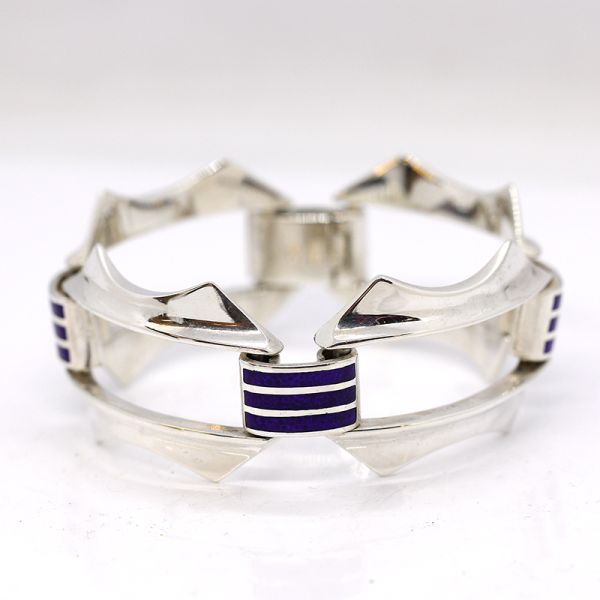 Silber Armband Gliederarmband 925er Silber Emaile Einlage 190 mm (21641)