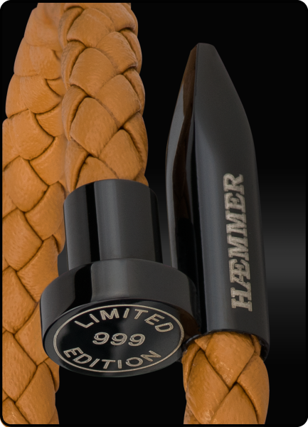 Haemmer Spike Armband Hellbraun Edelstahl schwarz poliert 21 cm NEU