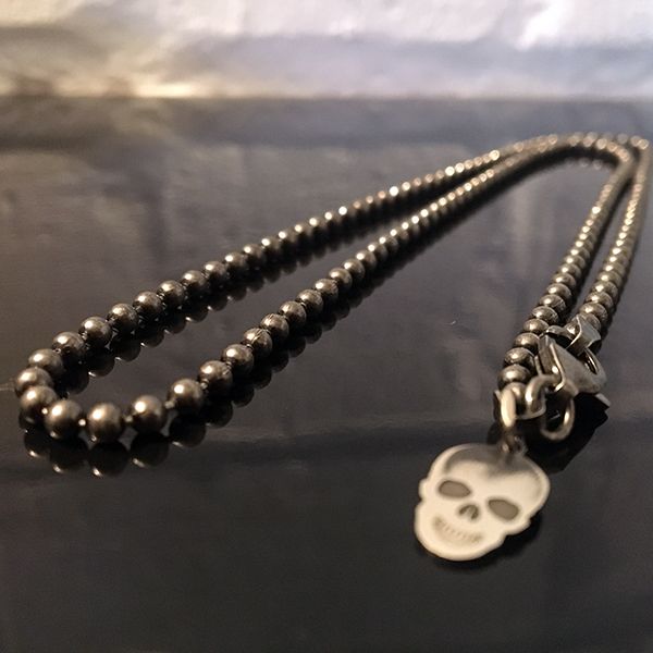 JJJ LA Halskette "BALL & CHAIN" Kugelkette 925er Silber geschwärzt Ø 3 mm 70 cm lang