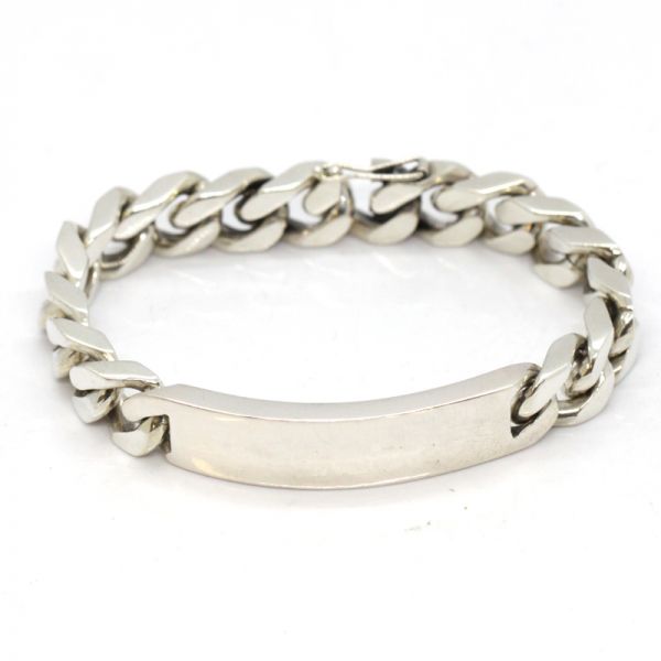 Panzer Ident Armband Flachpanzer massiv 835er Silber 220 mm 91 Gramm