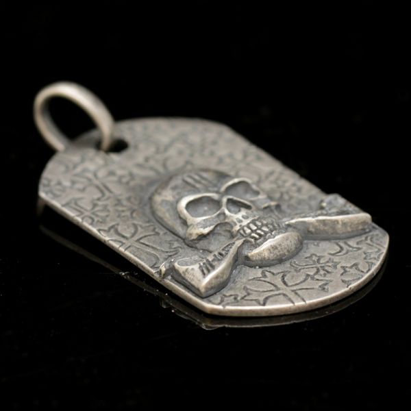 Anhänger Dog Tag "CROSS SKULL" 925er Silber by JJJ LA 26 x 51 mm NEU