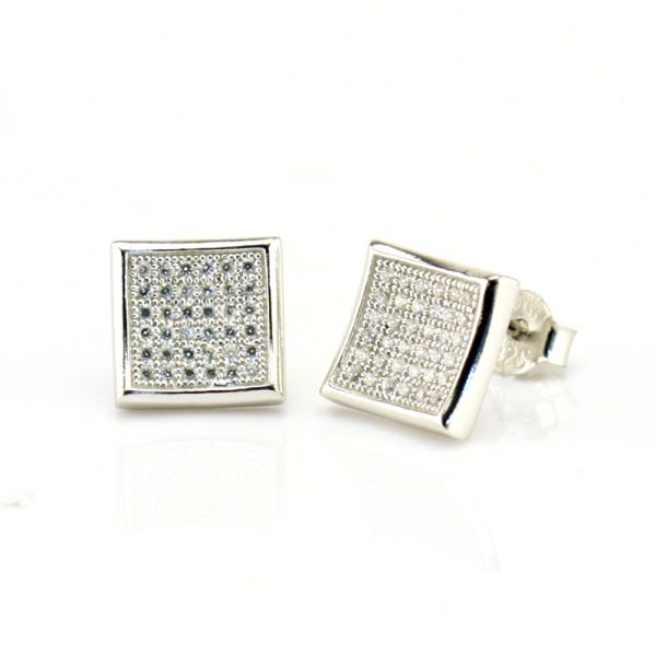 Ohstecker 925er Silber Micro Pave gefasste funkelnde weiße Kubic Zirkonia