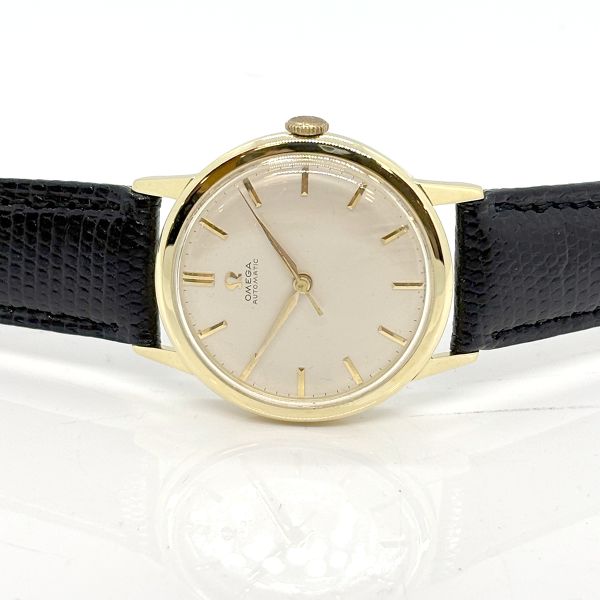Omega Vintage 585er Gold Automatik am Lederband (28438)