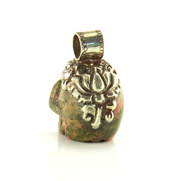 SKULL Herren Anhänger handgefertigt aus Heliotrop & 925er Silber NEU