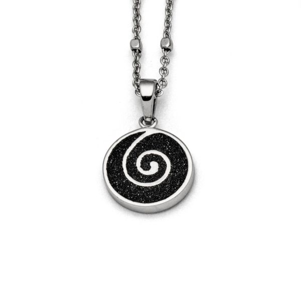 DUR Anhänger "Lavaspiralle 2.0" 925er Silber rhodiniert Lavasand Ø 13 mm P3768 NEU