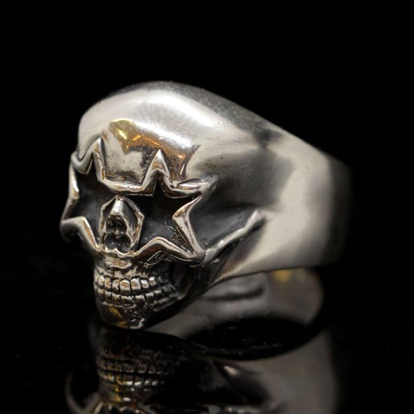 Ring Siegelring "STARSKULL" 925er Silber Gr 70 NEU