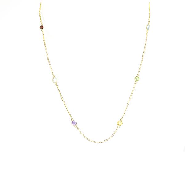 Collier "COLOR" 925er Silber vergoldet farbige Edelsteine 80 cm ES90024910 NEU