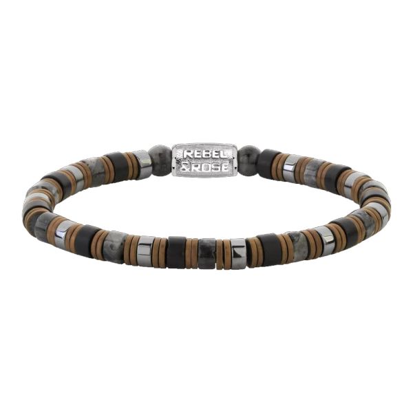 Rebel & Rose Armband "Slices - Mixed Grey" 6 mm RR-60150-S-L 19 cm NEU