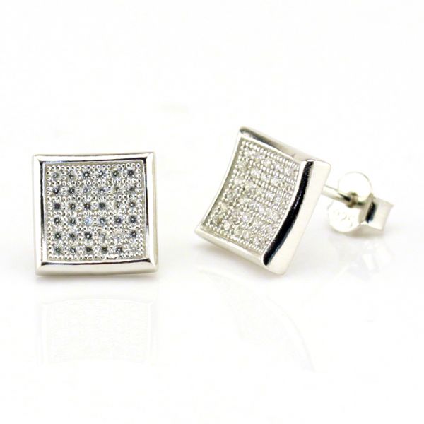 Ohstecker 925er Silber Micro Pave gefasste funkelnde weiße Kubic Zirkonia