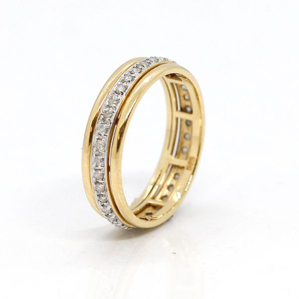 Memoire Ring 585er Gold "Eternity" bewegliche Brillantschiene ca. 0,47 Ct GR 66 (22501)