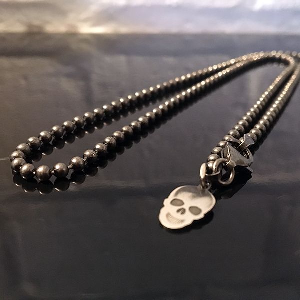JJJ LA Halskette "BALL & CHAIN" Kugelkette 925er Silber geschwärzt Ø 3 mm 70 cm lang