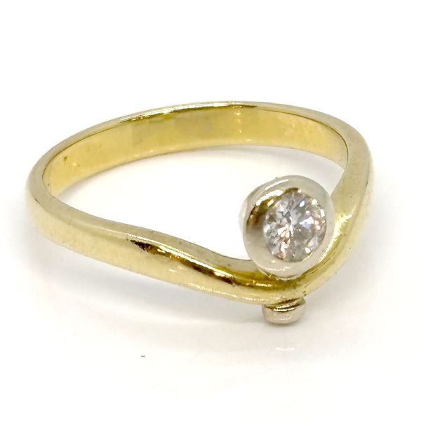 Brillantring 750er Weißgold / Gelbgold 0,25 Ct Diamant im Brillantschliff GR 58 (31795)