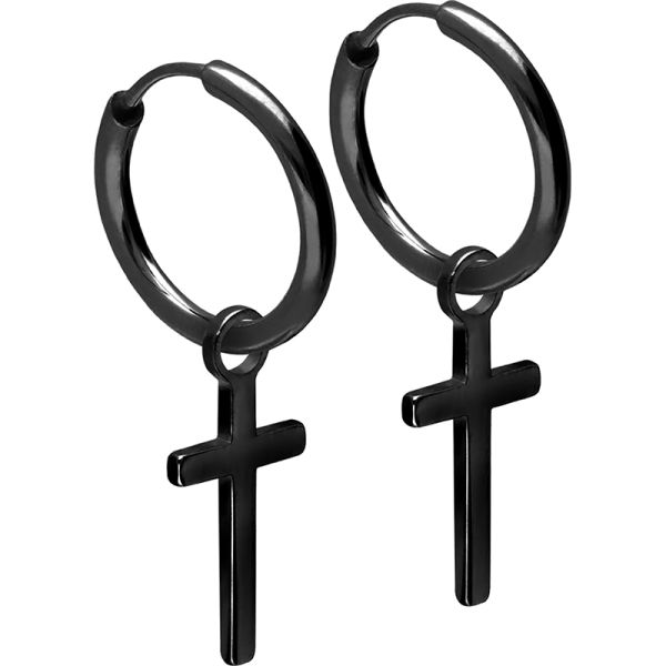 Creolen bewegliches Kreuz Chirurgenstahl 316L PVD schwarz CSO353-SW-2-10 NEU