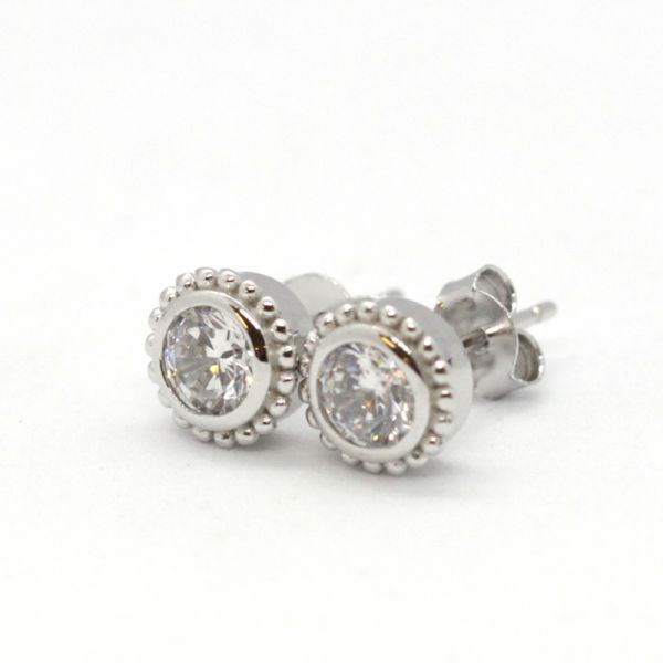 Ohrstecker 925er Silber rhodiniert mit weißen funkelden Kubic Zirkonia BFES05266 NEU