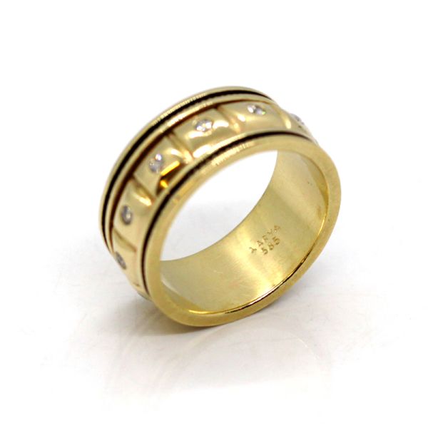 Gelbgold Bandring 585er mit Diamanten in beweglicher Schiene (18883)