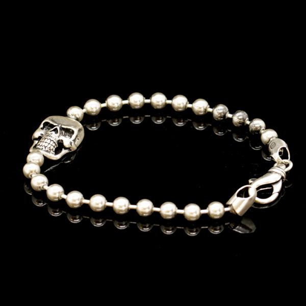Armband "BALL & CHAIN SKULL" 925er Silber 200 mm NEU